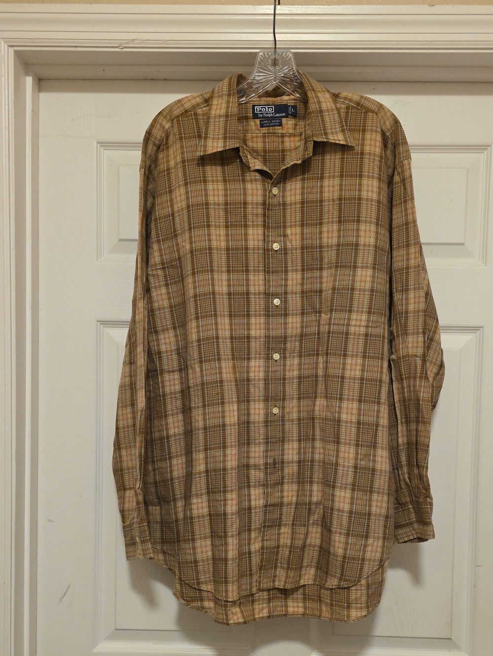 Polo by Ralph Lauren Tan and Brown Plaid Button-Down Shirt